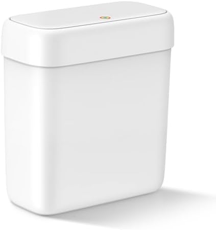 Small Bathroom Trash Can with Lid, 3.2 Gallon Garbage Can with Pop-Up Lid by MOPALL