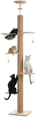 PETEPELA Floor to Ceiling Cat Tree, 79-103'' Adjustable Wood Tower by PETEPELA