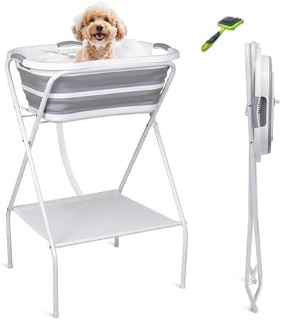 2 in 1 Elevated Dog Bath Tub & Foldable Washing Station by Unknown