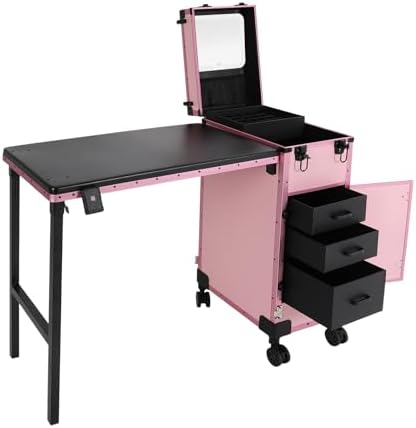 Portable Rolling Travel Nail Desk, Foldable Nail Tables Travel Cosmetic Trolley by Unknown