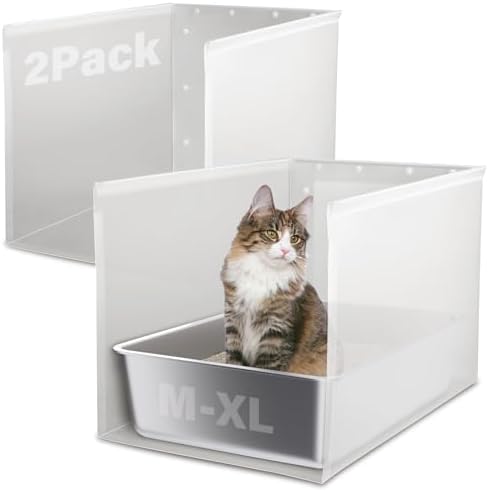 Litter Box Shield 2 Pack, XL Litter Box Splash Guard by Holintan