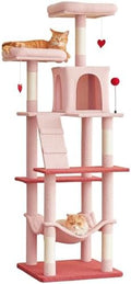 MWPO Cute Cat Tree, 70.1-Inch Tall Pink Cat Tower by MWPO