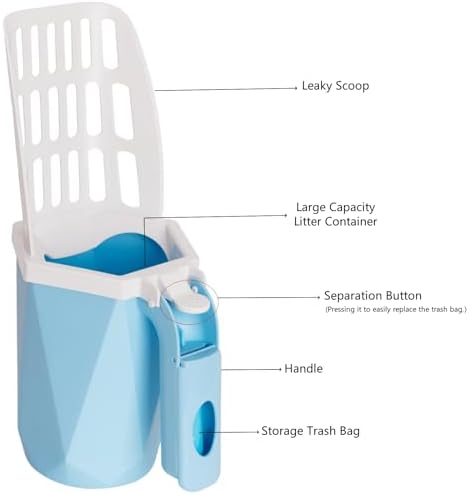 Cat Litter Scooper with Holder, 150 Poop Bags & Built-in Storage Box - Image 5