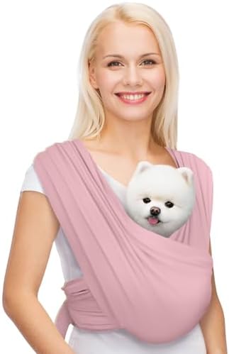 AnccoPlus Small Dog Sling Carrier, Hands-Free, Light Pink by AnccoPlus