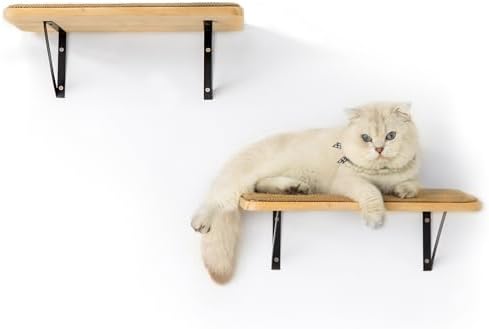 2Pack Wooden Cat Wall Shelves - Image 2