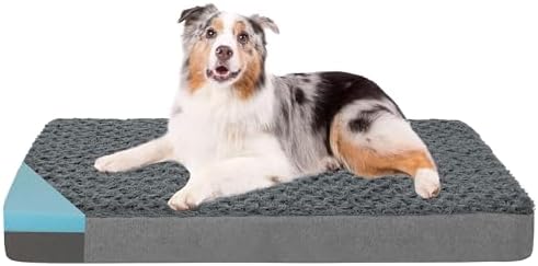 Orthopedic Memory Foam Bed for Large Dogs, Waterproof Cooling Pet Mats for Crate by ABETTERLIFEWITHPET