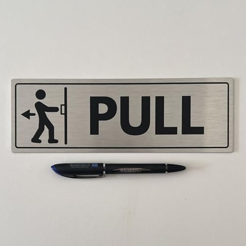 Pull Door Sign - 3x9 Inch - Aluminum - Pull to Open Exit Doorway - Image 5