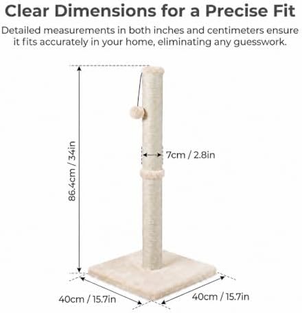 Dimaka 34" Height Tall Cat Scratching Post, Claw Scratcher - Image 2