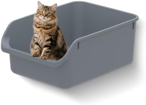 Large Cat Litter Box with High Sides, Durable Open Top Cat Litter Pan by TAILRYTH