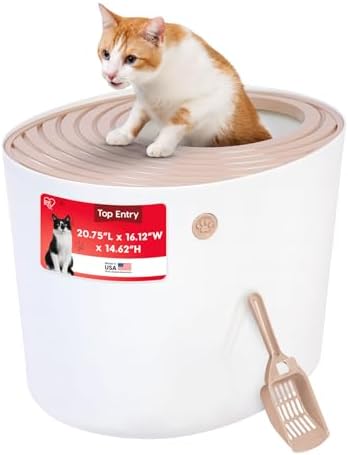 IRIS USA Large Top Entry Cat Litter Box, Hooded Privacy by IRISUSA