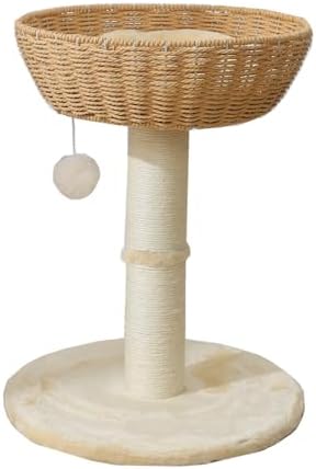 SHENGOCASE Cat Tree Tower with Rattan Wicker Basket, Handwoven Large Nest by SHENGOCASE