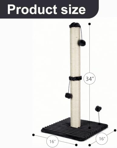 MECOOL 34“ Tall Cat Scratching Post Premium Basics Kitten Scratcher Sisal - Image 5
