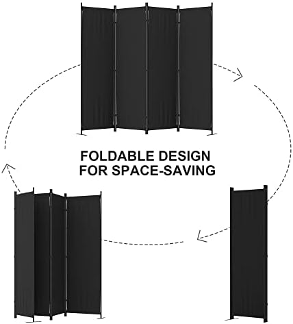 Room Divider, 4 Panel Folding Screen, 88” Portable Separating 3 Feet - Image 6