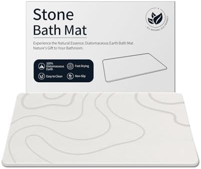 Stone Bath Mat for Bathroom, Diatomaceous Earth Shower Mat Quick Dry by ZIKIBL