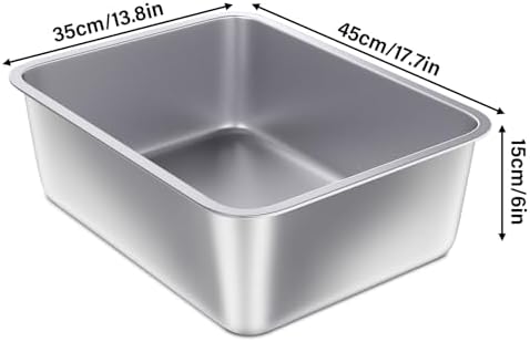 Stainless Steel Litter Box, 17.7"x13.8"x6" Medium to Large Metal Litter Box - Image 5