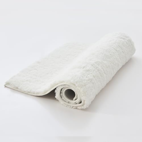 CozeCube 24"x16" White Non Slip Microfiber Bathroom Rug Washable by CozeCube