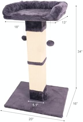 34" Cat Scratching Post for Indoor Cats, Sisal Cat Scratcher - Image 2