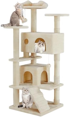 54 Inch Cat Tree Tower with Sisal Scratching Post by Aidoly