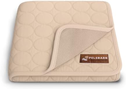 Pelsbarn Dog Cooling Mat, Ice Silk Self-Cooling Pad, Light Beige by Pelsbarn