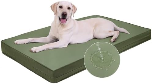 XXL Dog Bed Waterproof Washable, Wipeable Leather Large Crate Pad 48" Green by Loveforfurrykids