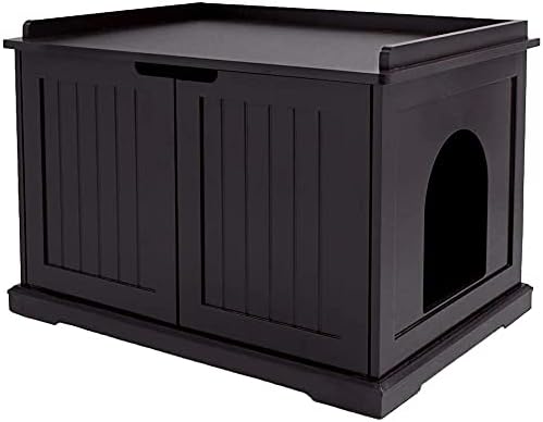 unipaws Cat Litter Box Enclosure Furniture, Hidden Litter Box Cover by unipaws