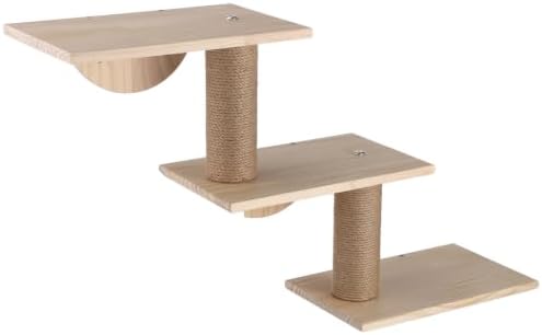 Cat Wall Ladder, 3-Level Cat Climbing Shelf, Solid Pine Wood Pet Wall Perch - Image 2