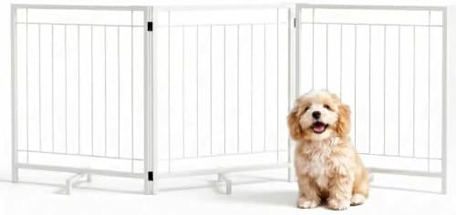 Free Standing Dog Fences Indoor, 3-Panel Foldable Dog Gate by Faesun