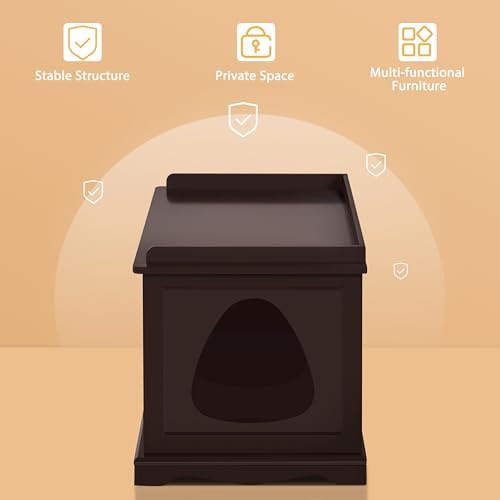 Yaheetech Cat Litter Box Enclosure, Hidden Pet Washroom Wooden Litter Cabinet - Image 3