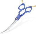 6.5'' Small Curved Dog Grooming Scissors Blue Ultra-Lightweight by MomotouDogGroomingScissors