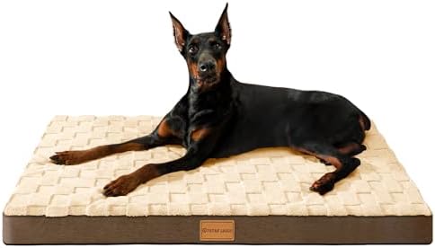 Patas Lague Orthopedic Large Dog Bed Washable Pet Crate Mat 56''X40'' Camel by PatasLague
