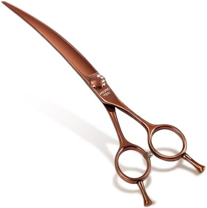7'' Curved Dog Grooming Scissors, 440C Stainless Steel Bronze Pet Grooming by MomotouDogGroomingScissors