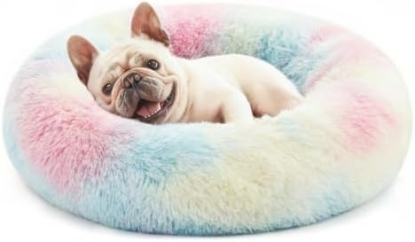Love's cabin Calming Cat Bed for Indoor Cats, Anti-Anxiety Donut Round Dog Bed by Lovescabin
