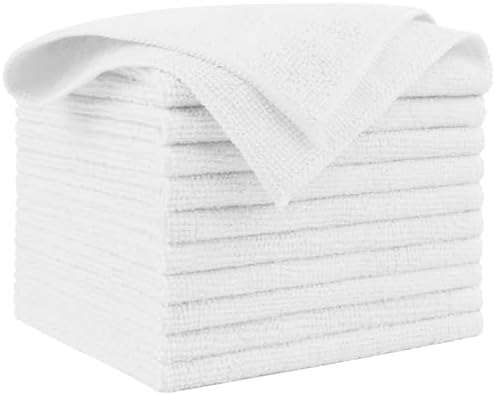 AIDEA White Microfiber Cleaning Cloth 10PK, Cleaning Rags 12×12" by AIDEAHOME