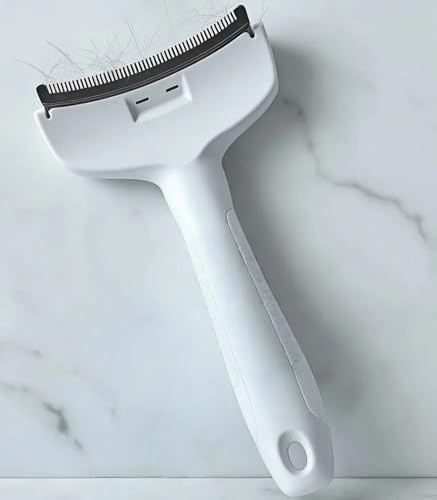 White Small Dog Brush for Shedding, Tight V-Tooth Deshedding Comb by DISECUM