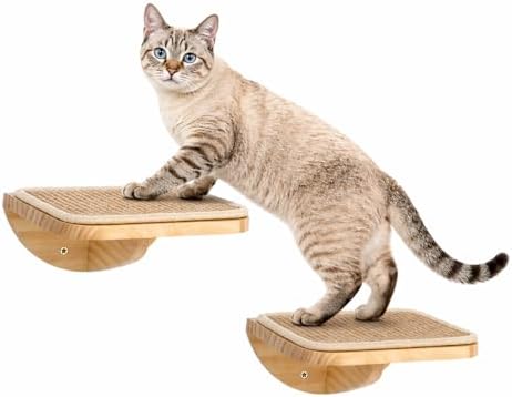 2 Set Wooden Cat Wall Shelves by PELUOMOZ