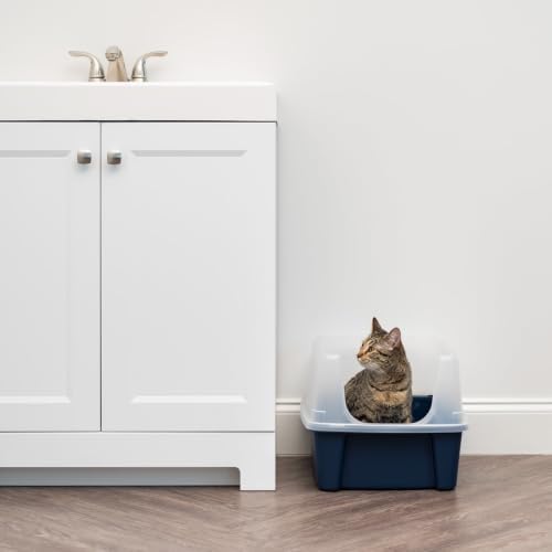 Navy Blue Open Top Cat Litter Box - Image 5
