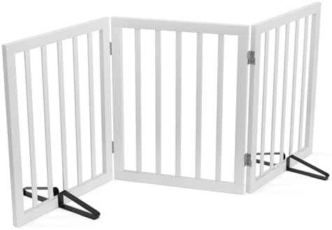 Dog Gates for The House Freestanding Foldable Pet Gates for Doorways 3 Panels by MinoKesper