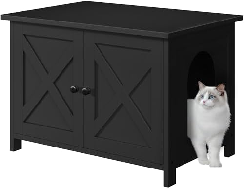 JY QAQA Cat Litter Box Enclosure, Litter Box Furniture Hidden by JYQAQA