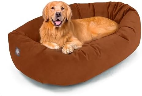 Majestic Pet 40 Inch Suede Calming Dog Bed Washable – Cozy Soft Round Dog Bed by MajesticPet