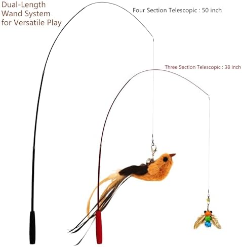 miwoowim Interactive Cat Wand Toy Set, 2 Telescopic Rods & 11 Attachments - Image 2