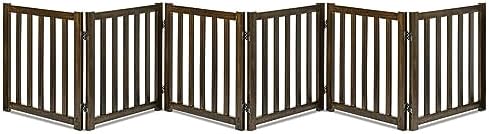 LZRS Wooden Free Standing Dog Gate 120" W x 24" H, Foldable Solid Hardwood Pet by LZRSPET