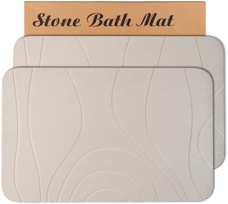 Stone Bath Mat, 2 Pack Diatomaceous Earth Shower Mat, Non-Slip Super Absorbent by HUMIGAHOME