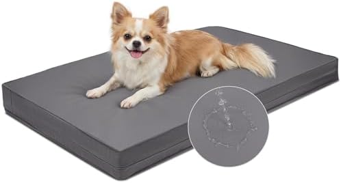 Waterproof Small Dog Bed Washable Orthopedic Wipeable Leather Crate Pad 24" by Loveforfurrykids
