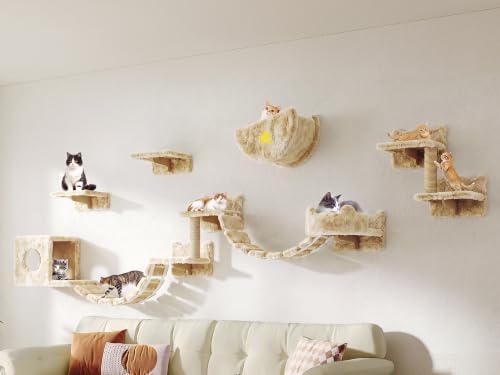 Cat Wall Furniture, 13 in 1 Moon & Bridge Cat Wall Shelves by Homiflex