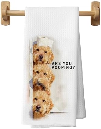 Funny Goldendoodle Bathroom Hand Towels 16x24 in, are You Pooping Golden Doodle by Unknown