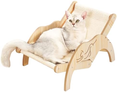 Cat Chair with Sisal Scratcher, Elevated Cat Hammock Chair by LPOTIUS
