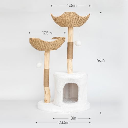 PISARRY Cat Tree Tower, 46 inch Modern Cat Tree - Image 6