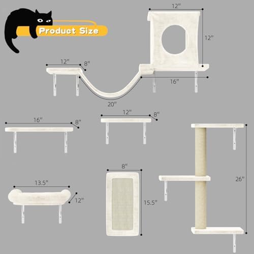 12-in-1 Cat Wall Shelves, Luxury Wall-Mounted Cat Shelves - Image 3