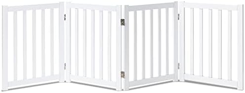 LZRS Wooden Free Standing Dog Gate 80" W x 24" H, Foldable Solid Hardwood Pet by LZRSPET