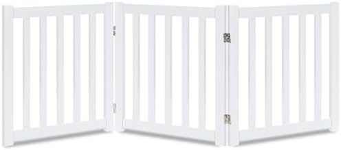 LZRS Wooden Free Standing Dog Gate 60" W x 24" H, Foldable Solid Hardwood Pet by LZRSPET